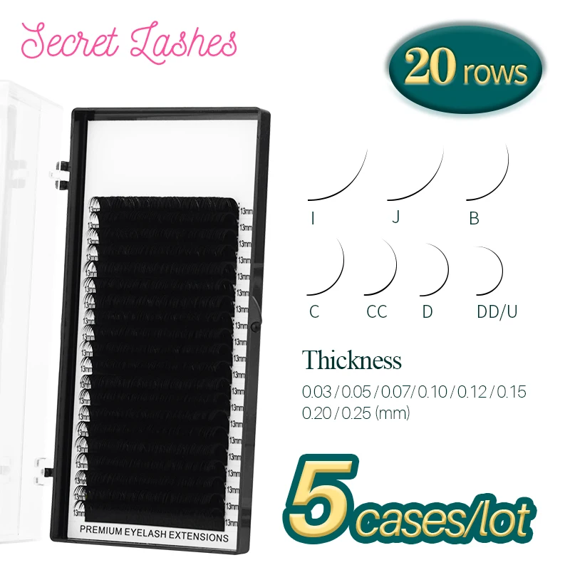 

SECRET LASHES 3D Mink Eyelashes Makeup classical lash 5 Cases lot 20 Rows Individual Eyelash High Quality Natural Soft Faux Cils