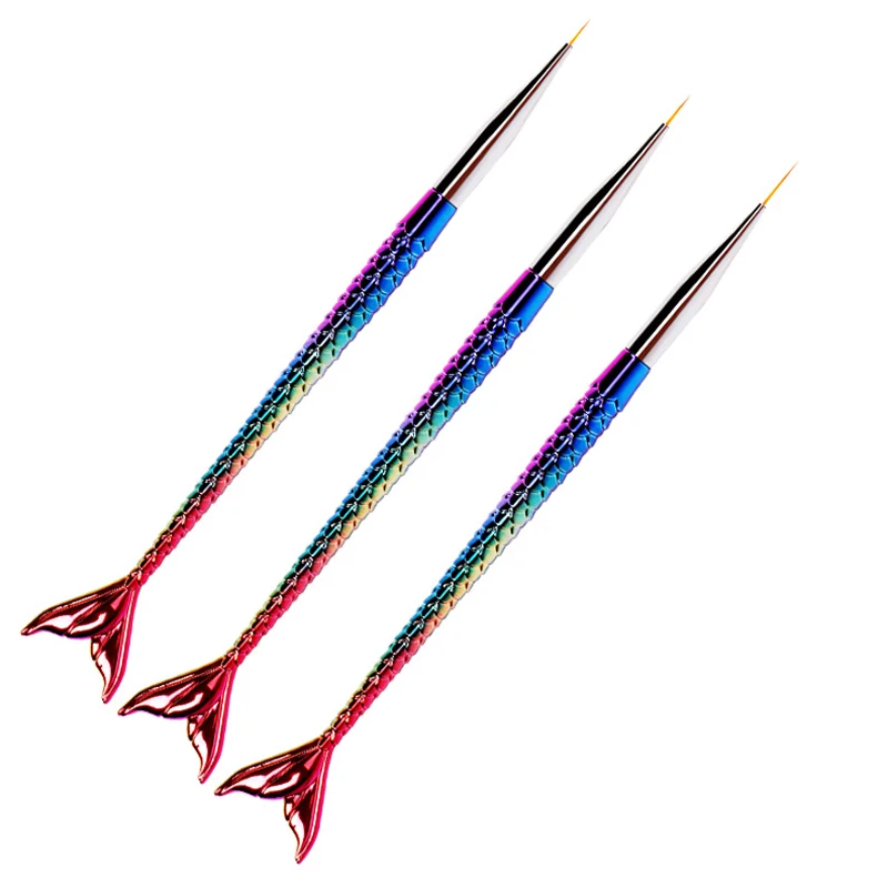 3 шт. набор кистей для ногтей нейлоновая шерсть кисти макияжа инструмент линии