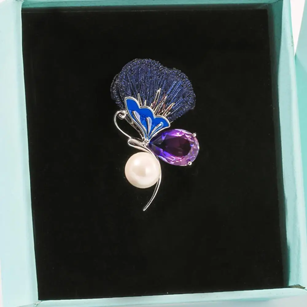 Броши Neoglory в китайском классическом стиле с бабочкой для женщин булавки жемчугом