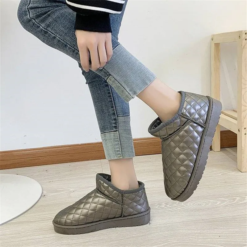 Зимние теплые женские ботильоны для снежной погоды водонепроницаемые короткие