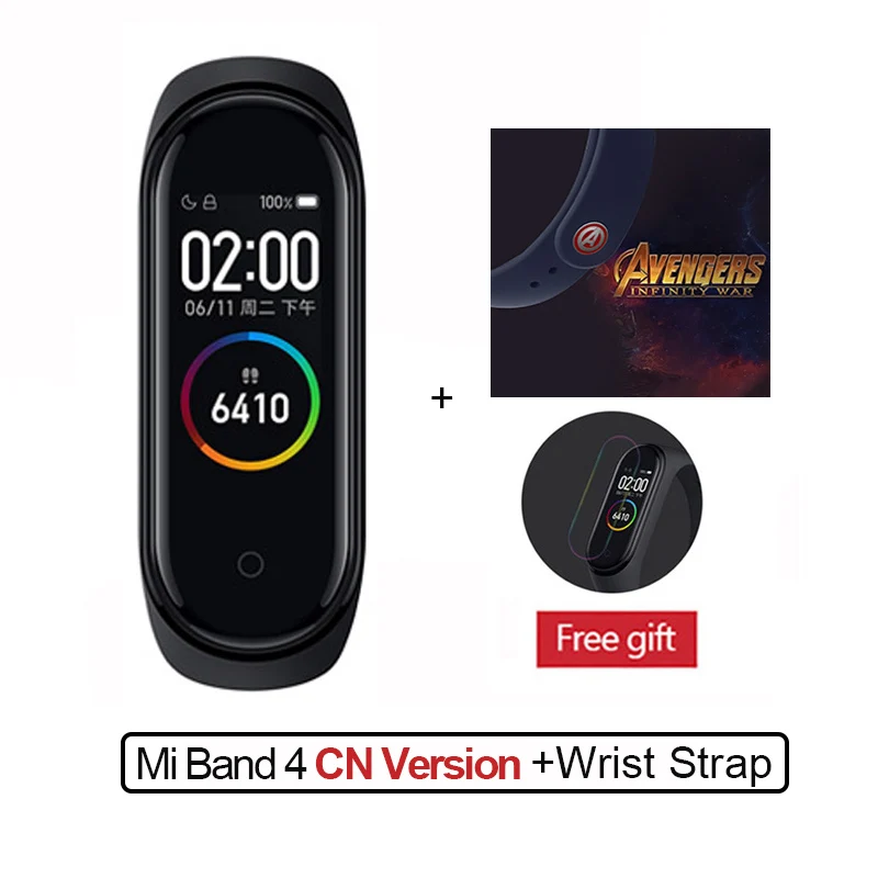 CN Add Blue Avenger Новейший Xiaomi mi-браслет 4, фитнес-браслет с цветным экраном, Bluetooth 5,0, смарт-браслеты 4, сменный mi Band 3 - Цвет: CN Add Blue Avenger