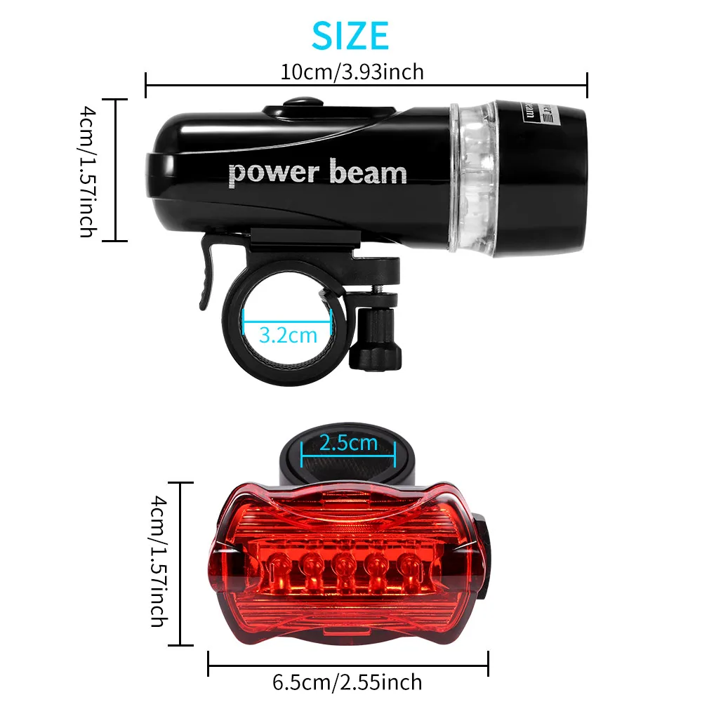

2 Sets Waterproof Bicycle Front Back Light Set Tail Light Road MTB Mountain Bike Rear Light Lamp Cycling Lantern Flashlight