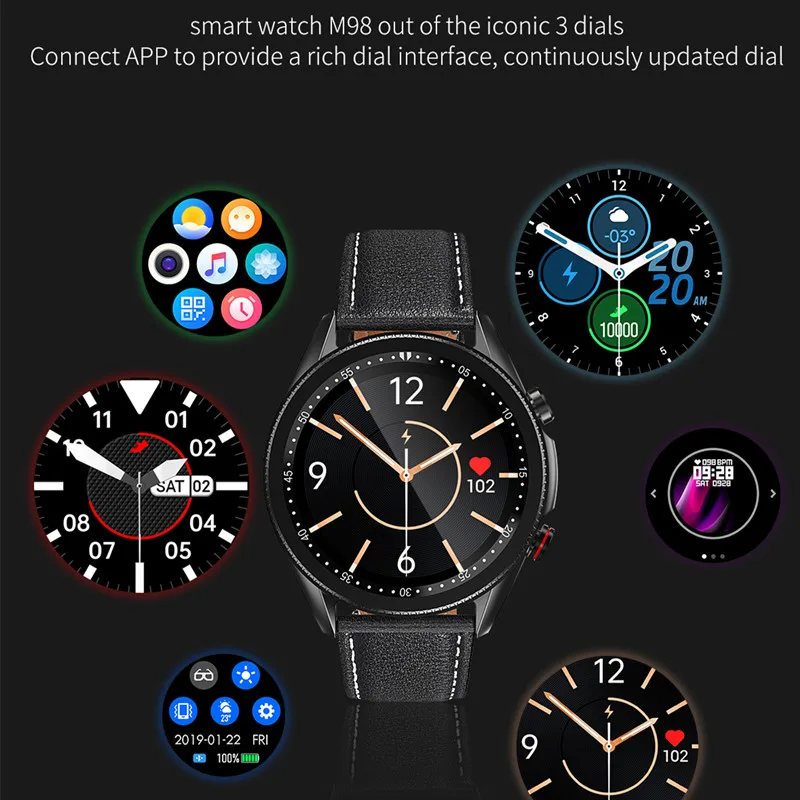 Умные часы M98 спортивные водонепроницаемые IP67 с пульсометром тонометром bluetooth -