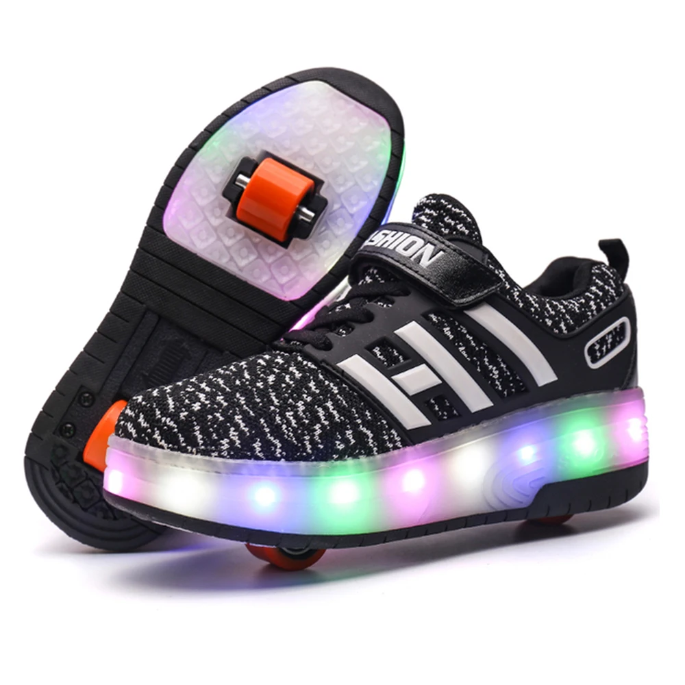 

Size 28-43 Roller Skate Shoes for Kids Adults LED Lighted Wheels Sneakers with Double Wheels Children Glowing Roller Sneakers