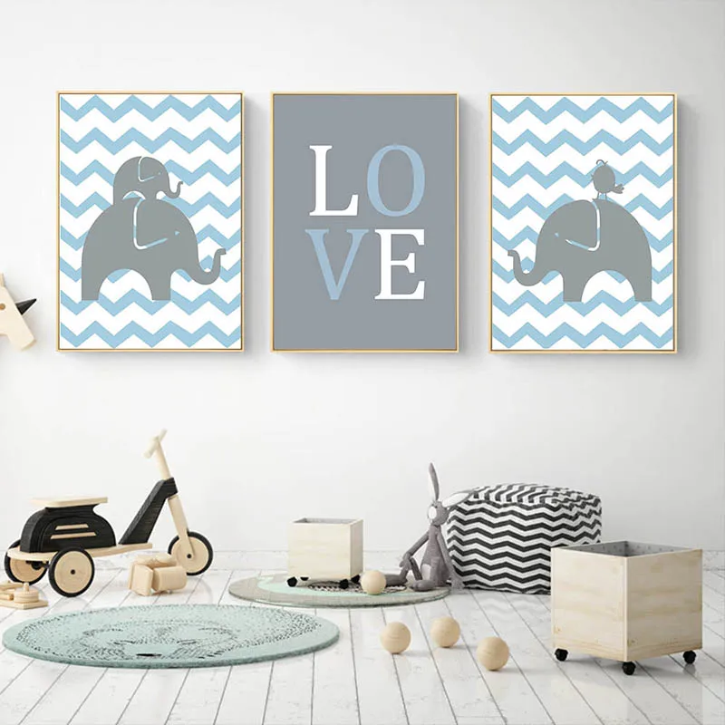 Мультфильм животных Слон настенный художественный холст постеры печатные