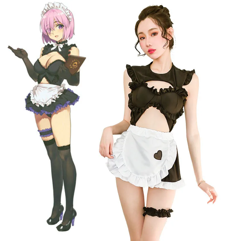 

Fate Grand Order Mash Kyrielight Tube Tops Maid Apron Dress Uniform Outfit Anime Cosplay Costumes Cute Girls Lingerie Set