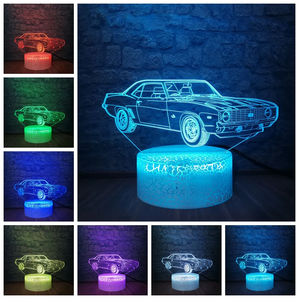 Автомобильный Современный 3D иллюзионный ночной Светильник USB LED Настольная лампа