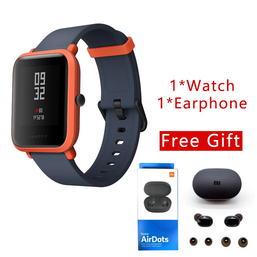 [Официальный] Смарт-часы Xiaomi Amazfit bip для мужчин и женщин Huami amzfit bip SmartWatch Bluetooth сердечного ритма 45 дней в режиме ожидания IP68+ gps - Цвет: GPS Orange-air