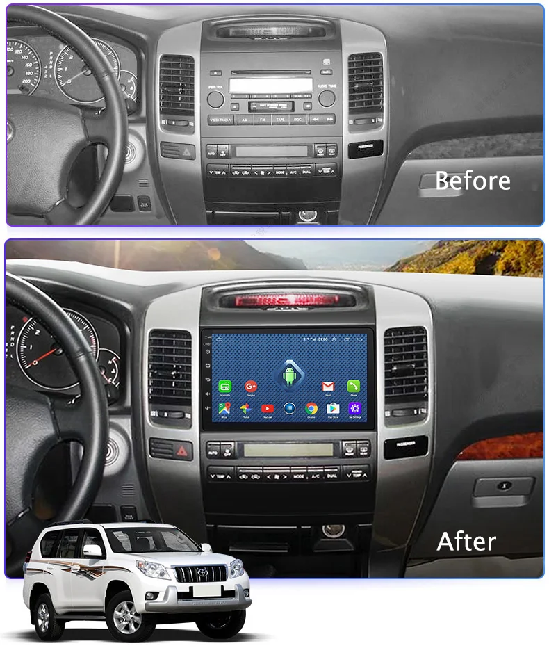 Автомобильный DVD плеер Wanqi4G Lte All Netcom 9 дюймов Android 1 для Toyota Prado 2004 2009 GPS навигация