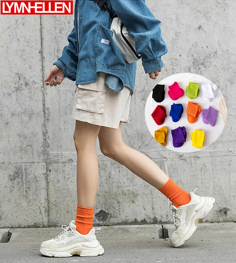 

Cotton Solid Color Colorful Vertical Curled Female Tube Socks Korean Fresh Ladies High-pass Socks Pile Socks