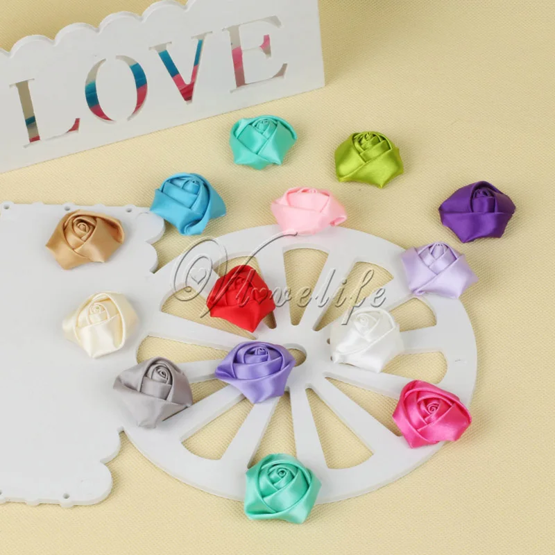 10 шт./лот 4 см атласная ткань розетка искусственные цветочные головки для