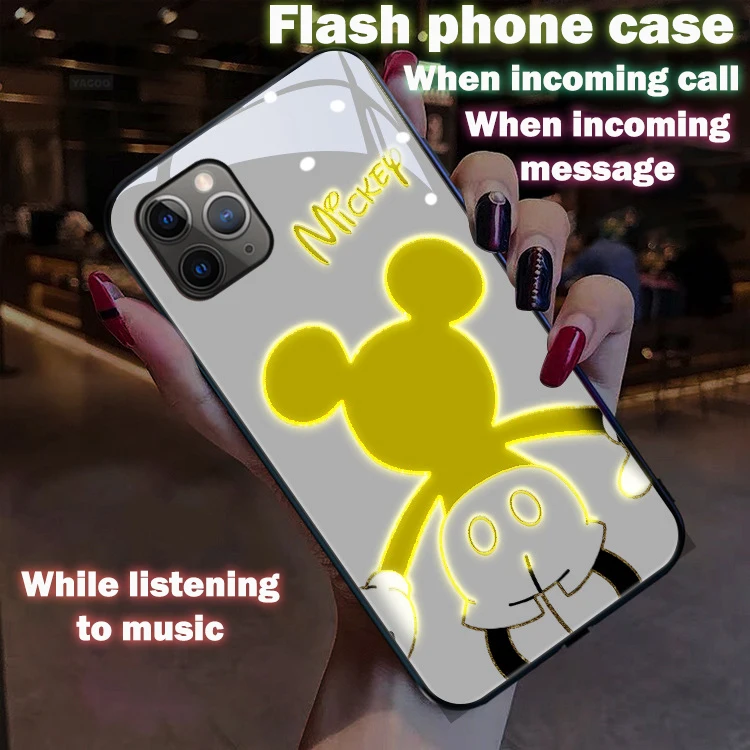 

Disney Mickey Minnie Cartoon Call Glow Mobile Phone Case for iPhone 13 pro 13mini 13pro max Plus Cute Anti-fall Cellphone Shell