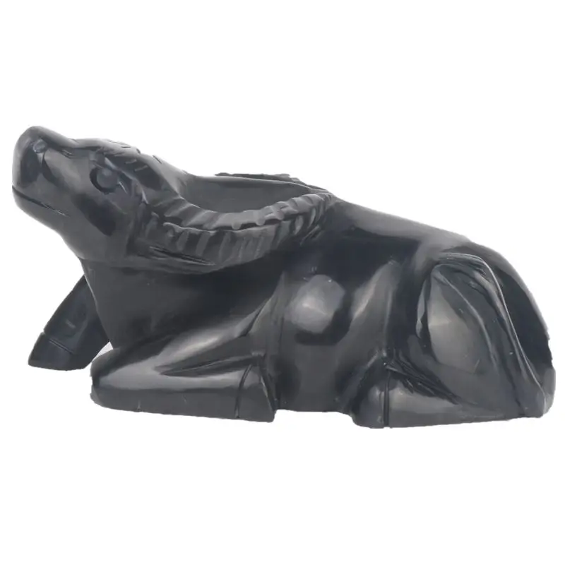 

Natural Obsidian Cow Crystal Craft Carving Energy Stone Animal Mineral Healing Reiki Home Decoration