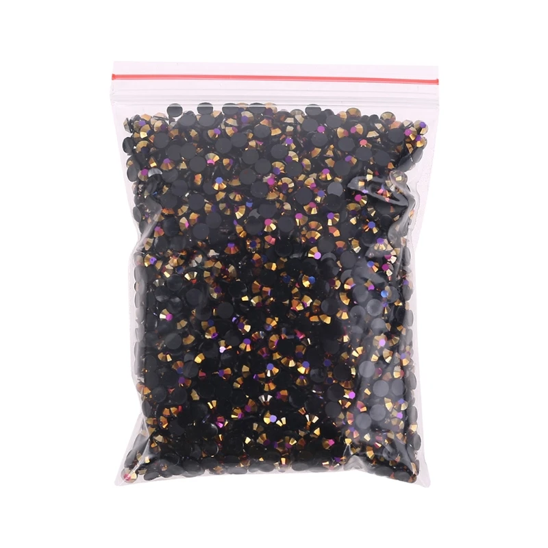 

5000pcs Black Gradient Flat Back Gems Round Crystal Rhinestones for DIY Nail Art 517E
