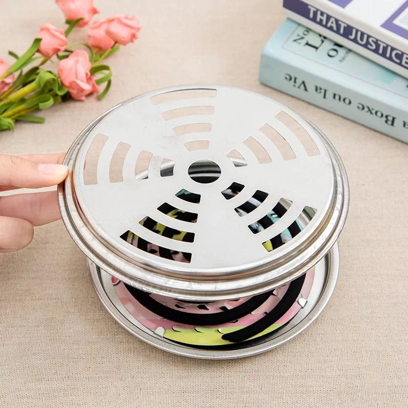 Sale Fire Prevention Mosquito Incense Holder with Cover Coil Portable Spike Tooth Tray Smudge Bo |