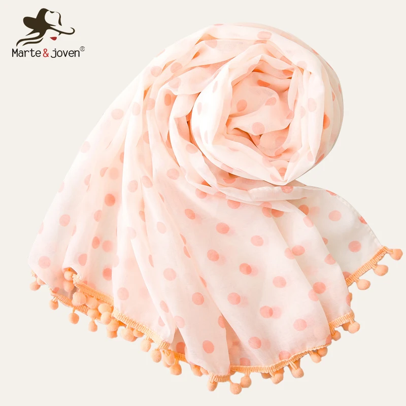 Женский шарф в горошек Marte & Young элегантный оранжевый тонкий из мягкой шерсти