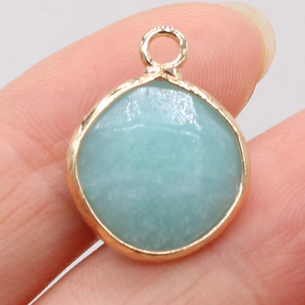

2021 Fashion Natural Semi-precious Stone Irregular Round Gilt Faceted Pendant for Making DIY Necklace Accessories Size 15x20mm