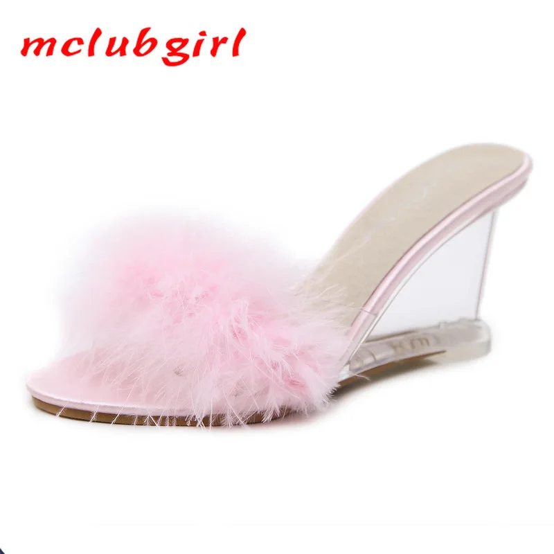Женские прозрачные тапочки Mclubgirl новинка 2020 женские летние туфли на высоком