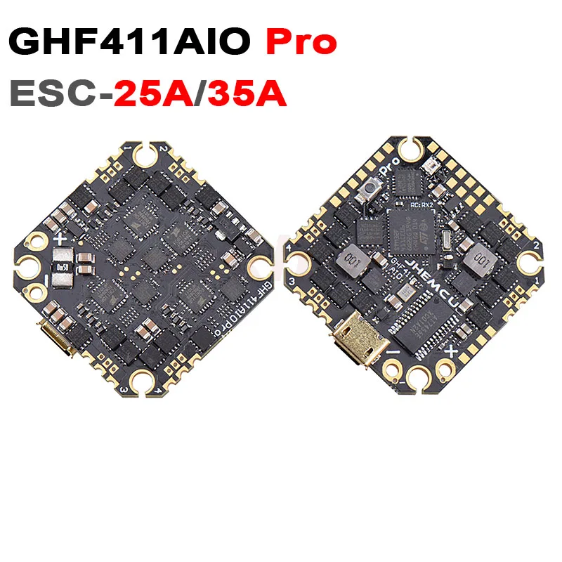 JHEMCU actualizado GHF411AIO Pro 25A 35A F4 OSD controlador de vuelo construido en 4in1 25A/35A CES JHEF411 Firmware BLheli_S 2-6S Lipo RC-0
