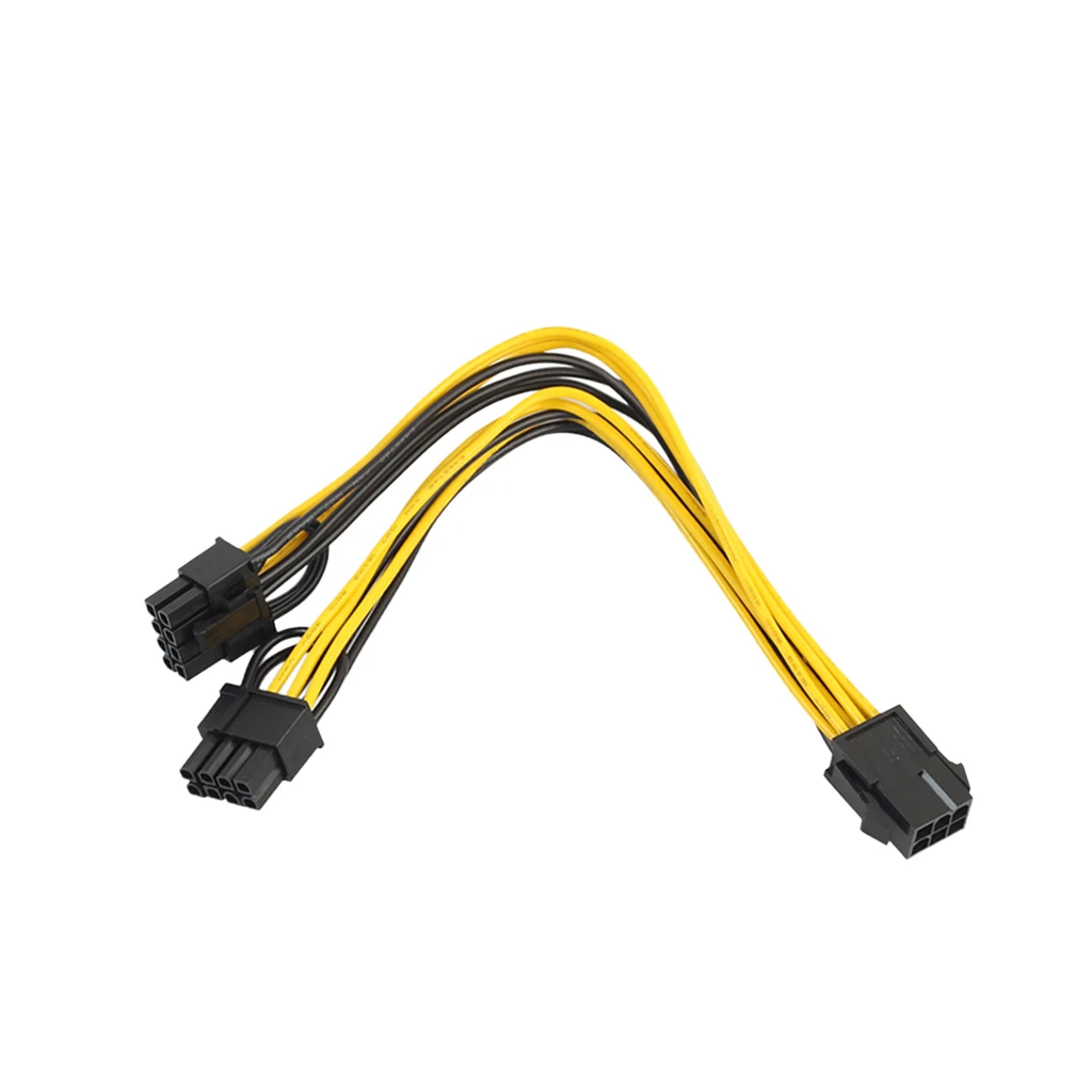 

Удлинительный кабель-разветвитель 18AWG PCI-E 6pin на двойной 8-контактный Y-образный разъем для компьютера, ПК, 20 см