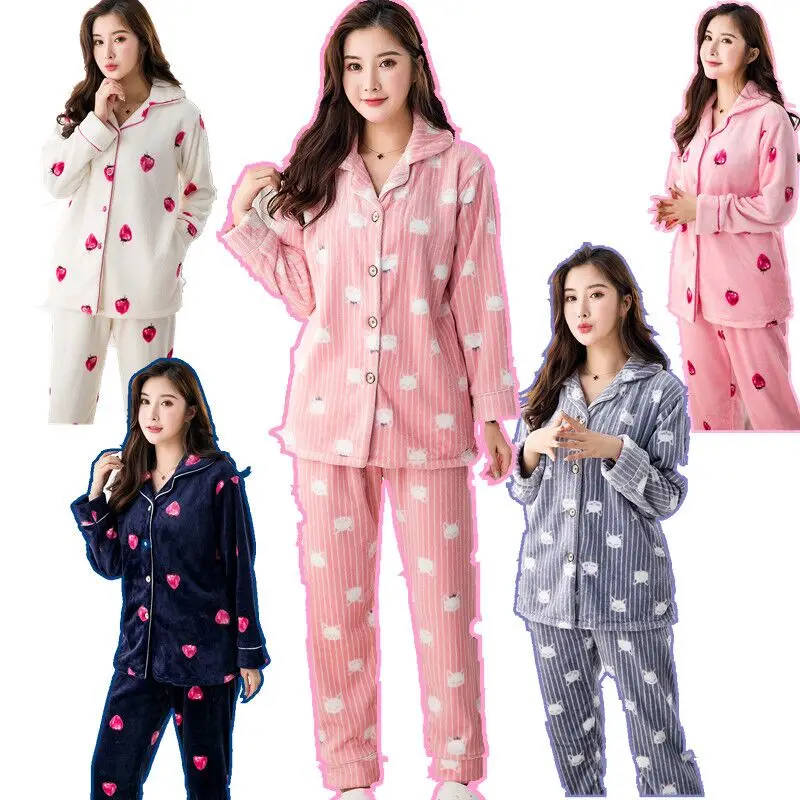 Пижама женская 2 шт./компл. из плотной фланели | Женская одежда