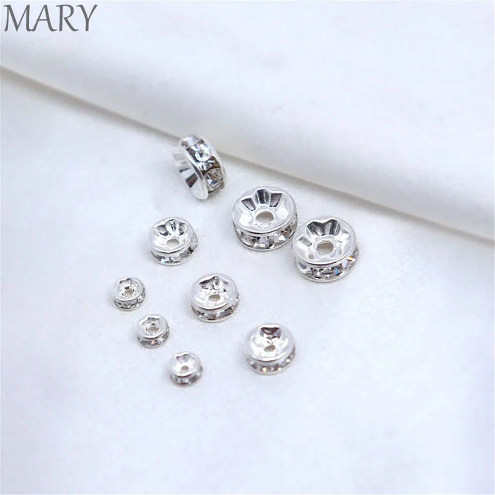 

29/5000 Silver plated zircon diamond flat partition handmade DIY jewelry accessories bracelet string beads jewelry material