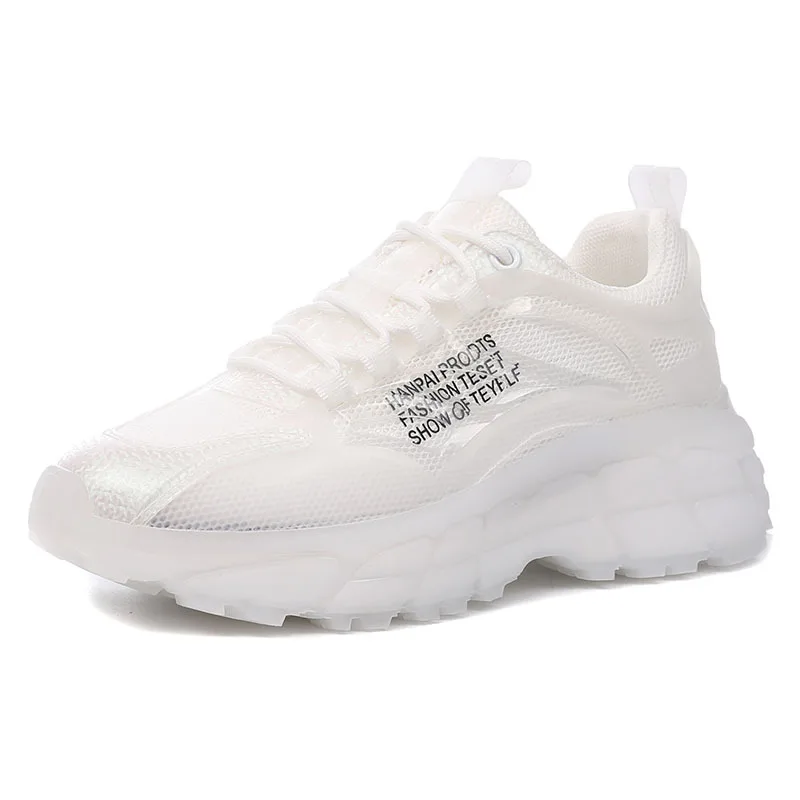 

Sneakers Woman 2021 Soild Women Sneakers Summer Outdoor Sports Shoes Lace Up White Sneakers for Women Mesh Platform Tennis Shoes