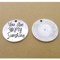 40pcslot metal you are my sunshine charms 25x25mm round flower charms jewelry accessories