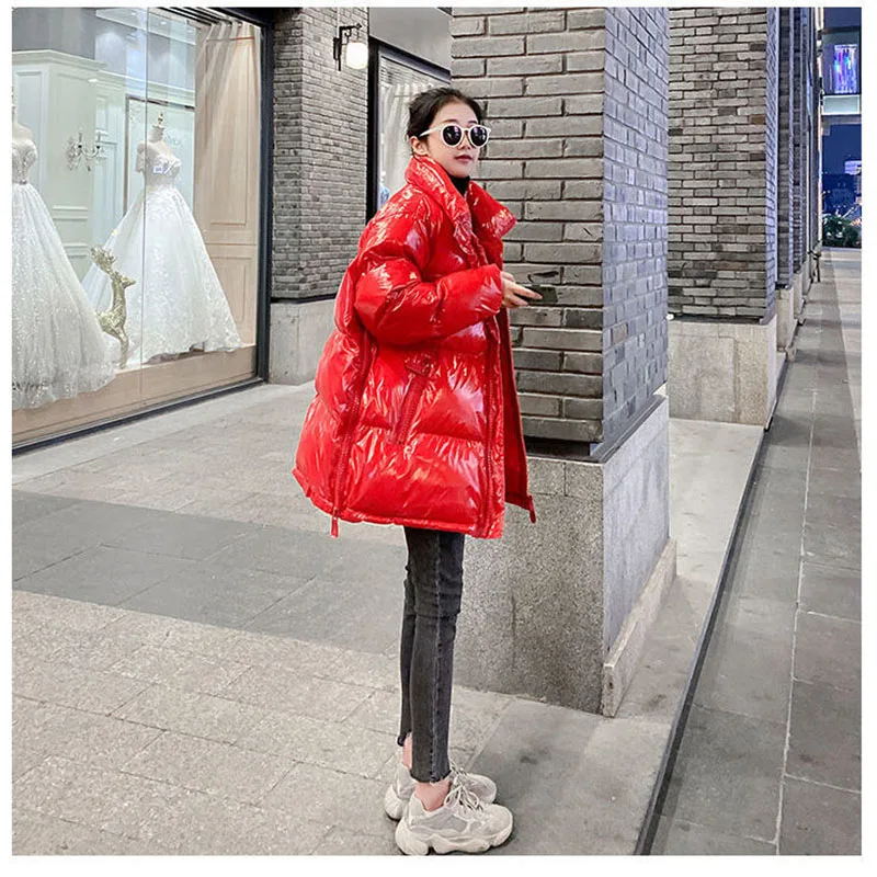 

2020 New Winter Jacket Women's Bright-Faced Padded Parka Loose Thick Bread Clothes Mid-Length Female Coat