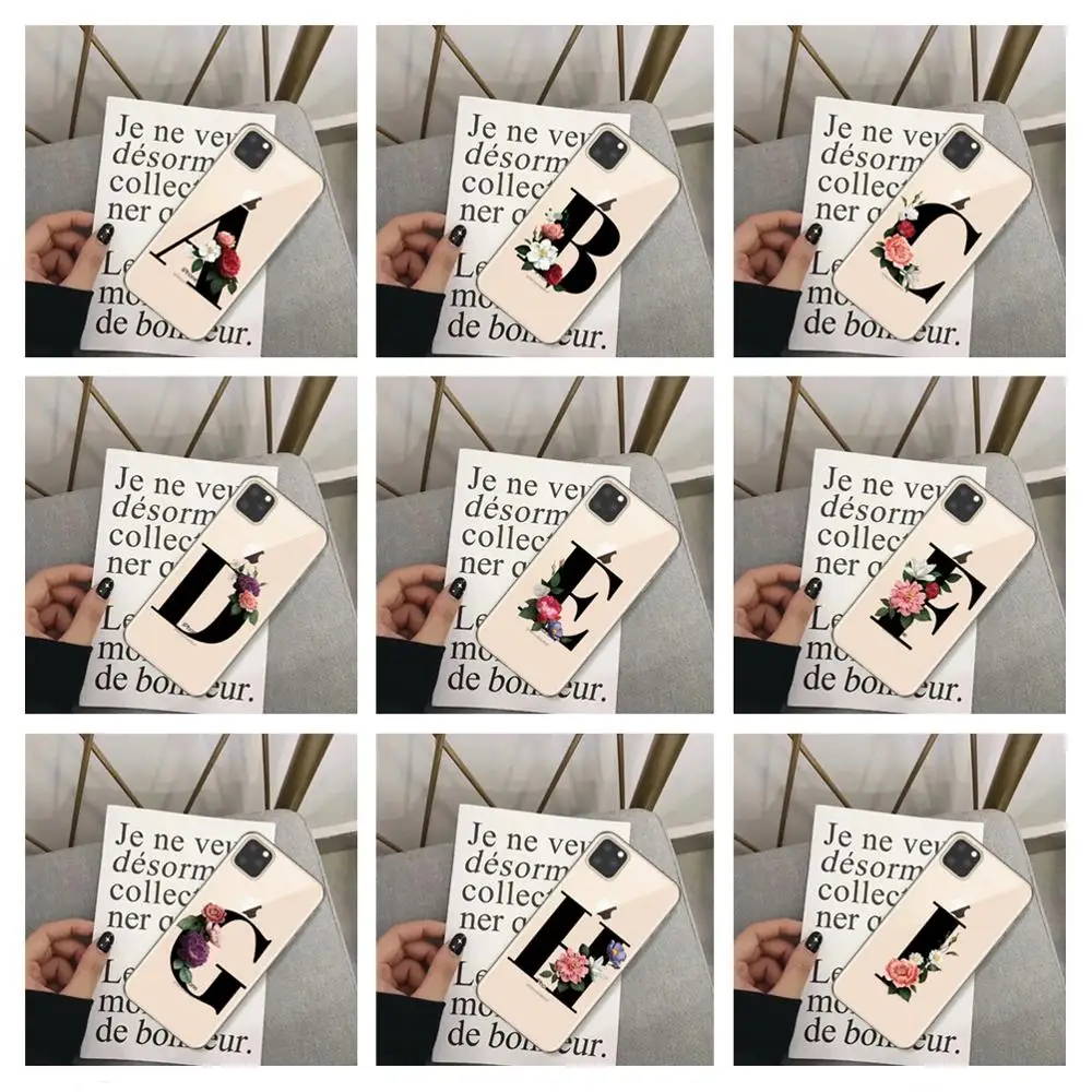 Чехол для телефона из мягкого ТПУ с буквами и монограммой A B C D Алфавит цветы iphone 11