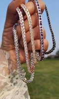 handmade 14k white gold filled 4mm square simulated diamond bracelets for women men luxury engagement wedding gemstone jewelry