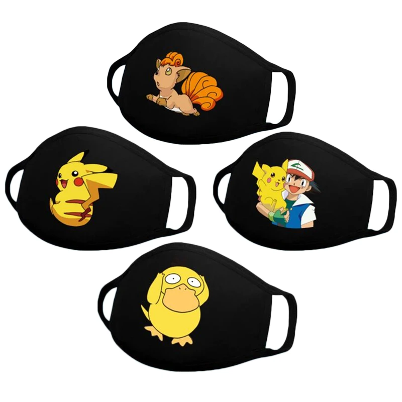 Комплект из 4 предметов с принтом Покемон Пикачу ребенка защитная маска моющиеся