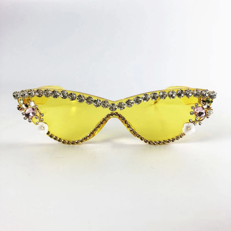 Tide Wild Rhinestone Chain солнцезащитные очки без оправы 2020 Новые однотонные летние модные
