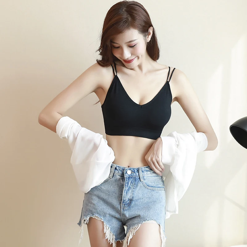 Женский бюстгальтер на бретельках пикантный с открытой спиной и треугольной