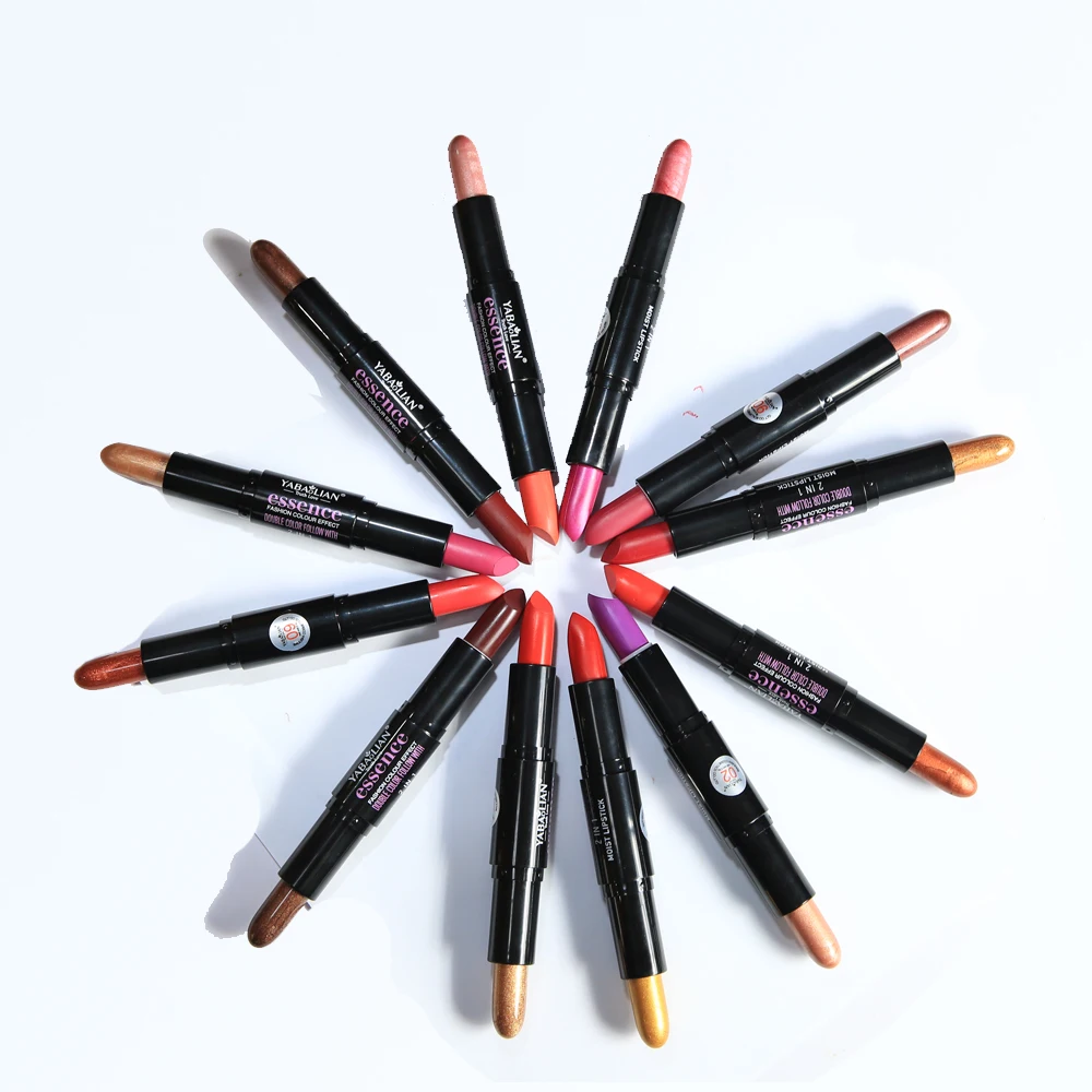 

Double Head Beauty Matte Lipstick Tint Metal Color Bright Brand Long Lasting Lip Gloss Makeup Cosmetics Set
