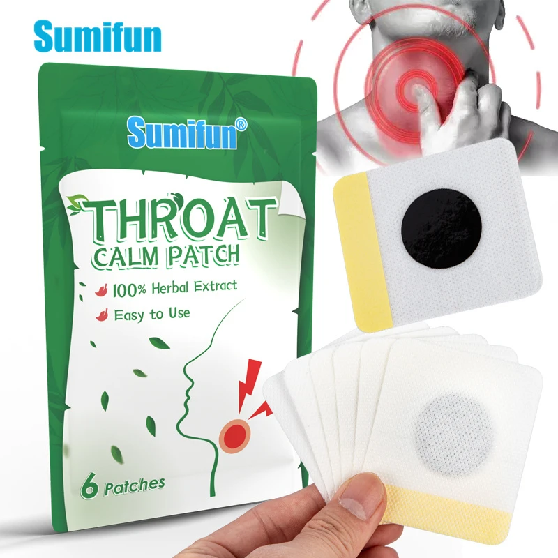 

6 шт./пакет Sumifun пластырь для облегчения боли в горле лечение хронического фармагита сухие глотки галотоз противовоспалительный пластырь