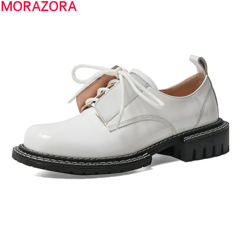 

MORAZORA 2021 Large Size 34-42 Women Pumps Fashion Lace Up Casual Ladies Shoes Genuine Leather Comfortable Single Shoes
