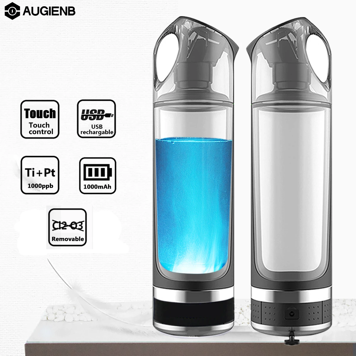 

Augienb Healthy Anti-Aging Hydrogen Rich Water Bottle Generator 500ML LED Display Hydrogen Rich Water Maker Ionizer BPA-free