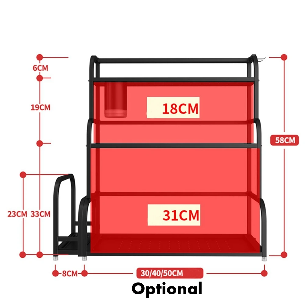 

3 Tier 30/40/50cm Stainless Steel Kitchen Countertop Spice Rack Organizer Cabinet Shelves Knife Holder with Cutting Board Rack