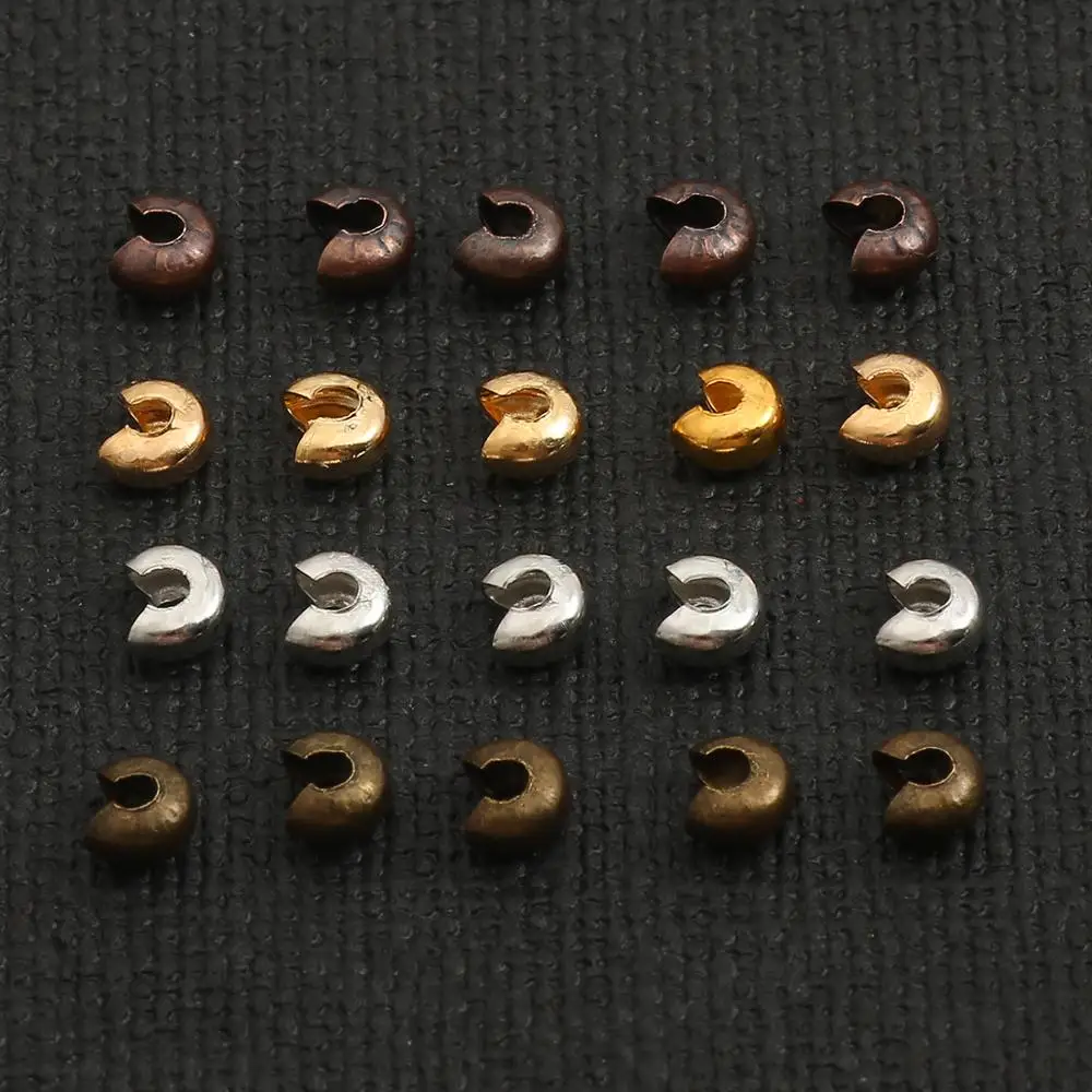 New 100pcs/lot Copper Round Covers Crimp End Beads Dia 3 4 5 mm Stopper Spacer For DIY Jewelry Making Findings Supplies | Украшения и