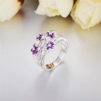 stackable violet drop rings daisies flower zircon rings finger rings jewelry gift glue ring