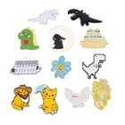 Эмалированные булавки с милыми животными, ковбойская кошка, пиксель, динозавр, кролик, черепаха, Мультяшные броши, значки, аксессуары для рюкзака, подарок, ювелирные изделия для друзей