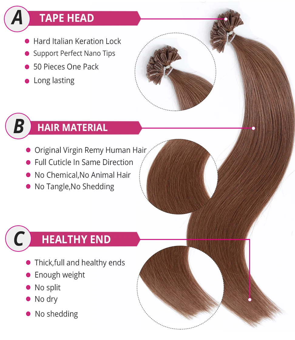 LuxyBeauty, 1 г/шт., 12-22 дюйма,#6, средний коричневый цвет, накладные волосы Remy, человеческие волосы fusion, кератиновые прямые волосы