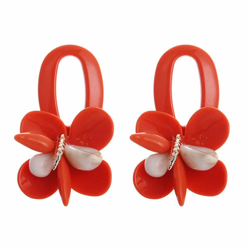 FishPeach Bohemian Big Flower Acrylic Dangle Earrings Statement Resin Drop For Women Vintage Earings Jewelry Party Gift | Украшения и