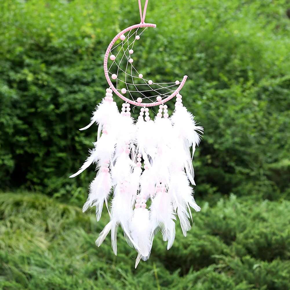 

Creative Handmade Dream Catcher Moon Feather Home Car Hanging Pendant Craft Dreamcatcher Ornament Bedroom Garden Decoration Gift