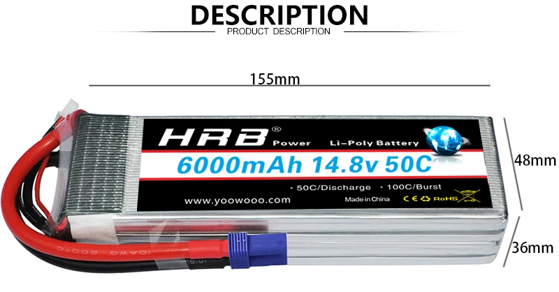 HRB 4S 14,8 V 6000mah Lipo батарея 50C XT60 XT90 XT90-S EC5 Deans T XT150 AS150 RC FPV Дрон самолеты вертолет автомобиль грузовик запчасти