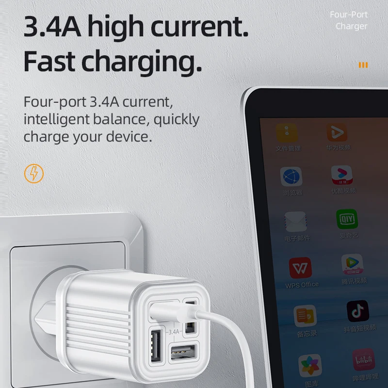 Беспроводное зарядное устройство Hoco Универсальное USB Зарядное 3.4A 4 порта быстрое