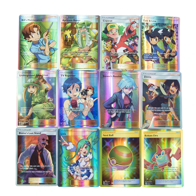 Juego de Pok&eacute;mon entrenador sin repetir, juego de batalla, juego de colecci&oacute;n brillante en ingl&eacute;s, juguetes de tarjetas ENERGY GX VMAX EX, 10 Uds.-5