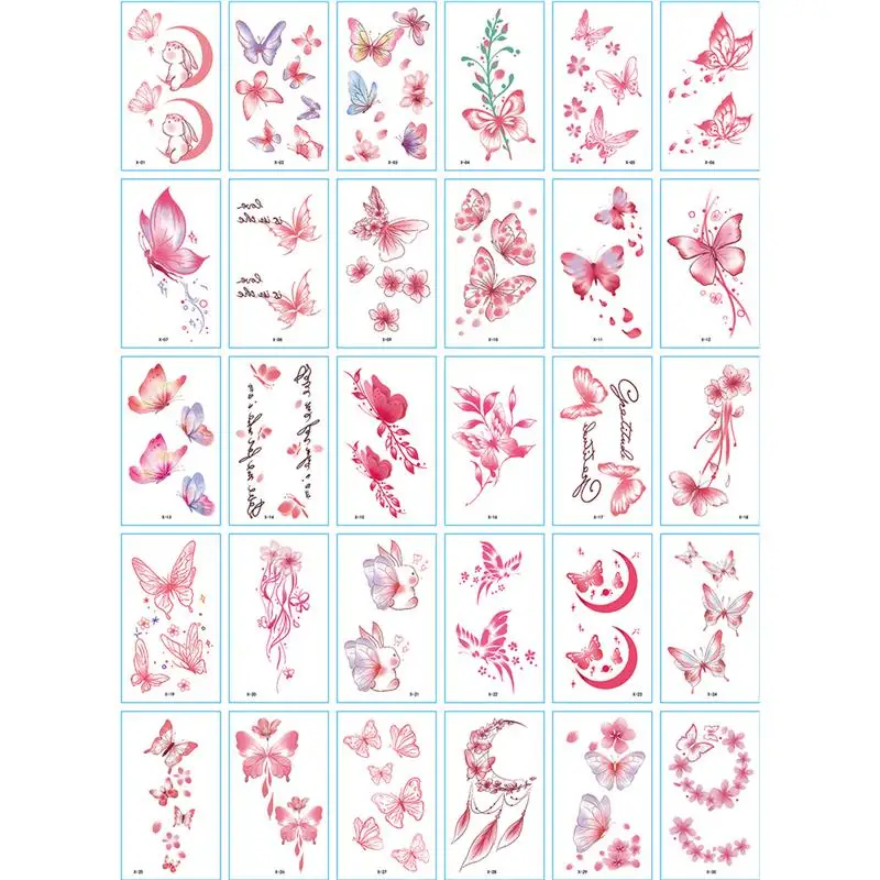 

30 Sheets Colorful Butterfly Flower Tattoo Sticker 3D Realistic Temporary Tattoo Body Sticker Body Art waterproof Tattoo Sticker