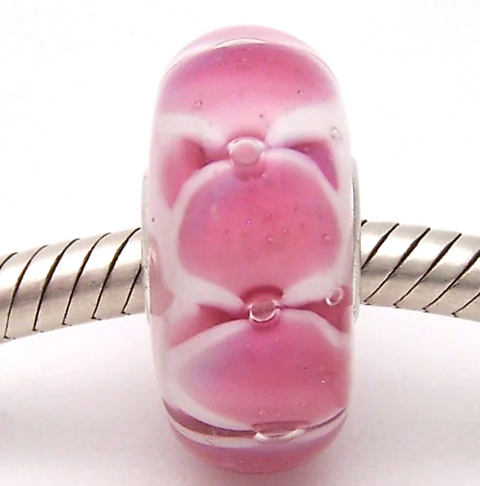 

PJG1216 100% S925 Sterling Silver Beads Murano Glass beads Fit European Charms Bracelet charms diy jewelry Lampwork GlassBeads